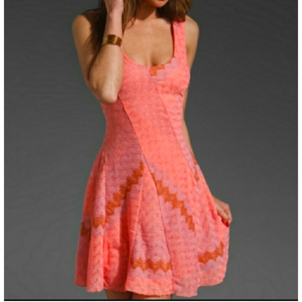 Free People My One and Only Swing Dress Pink Coral Sleeveless Scoop Neck Large